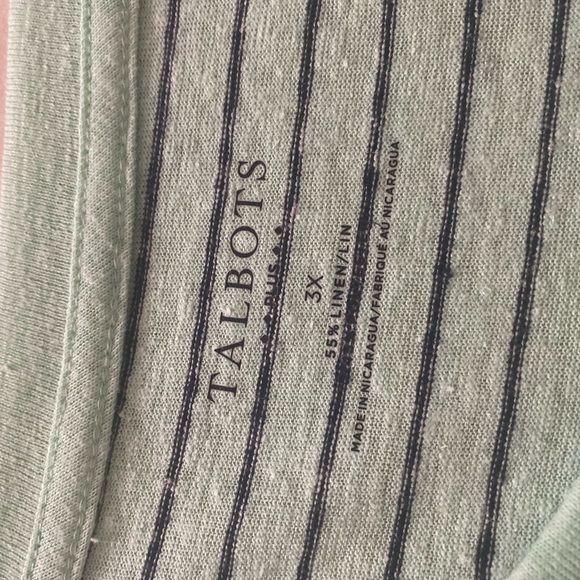 Talbots Green w/navy small stripe. Size 3X - Picture 3 of 4